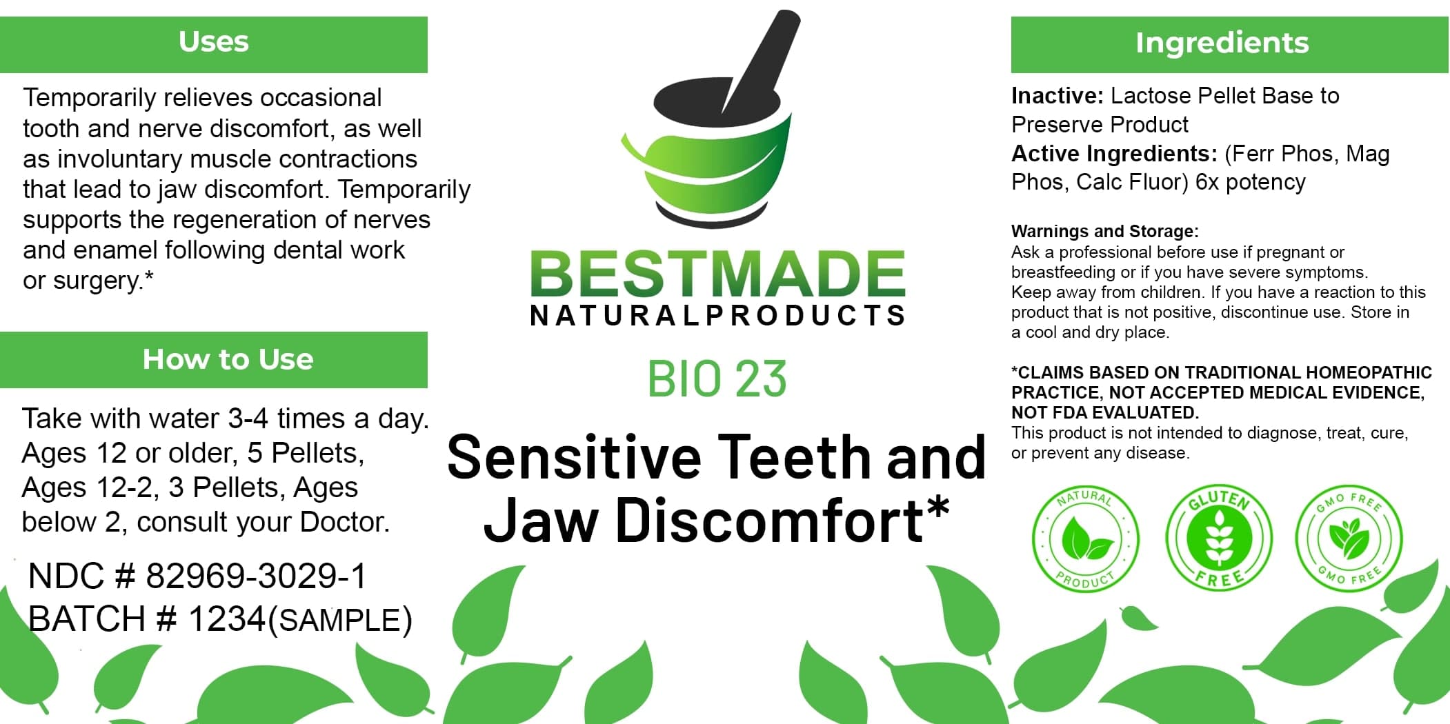 Bestmade Natural Products Bio23 package label