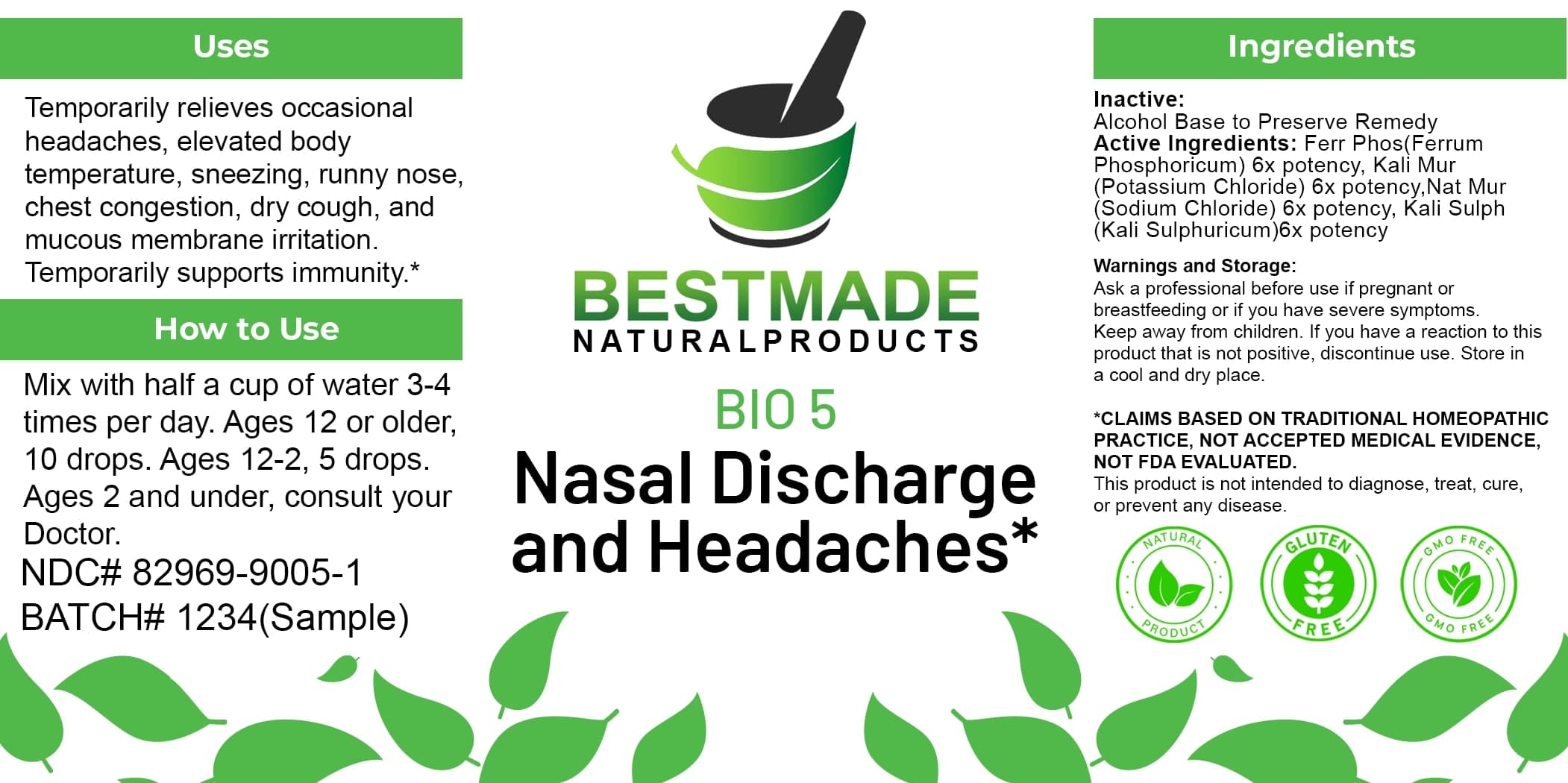 Bestmade Natural Products Bio5 Lactose Free package label