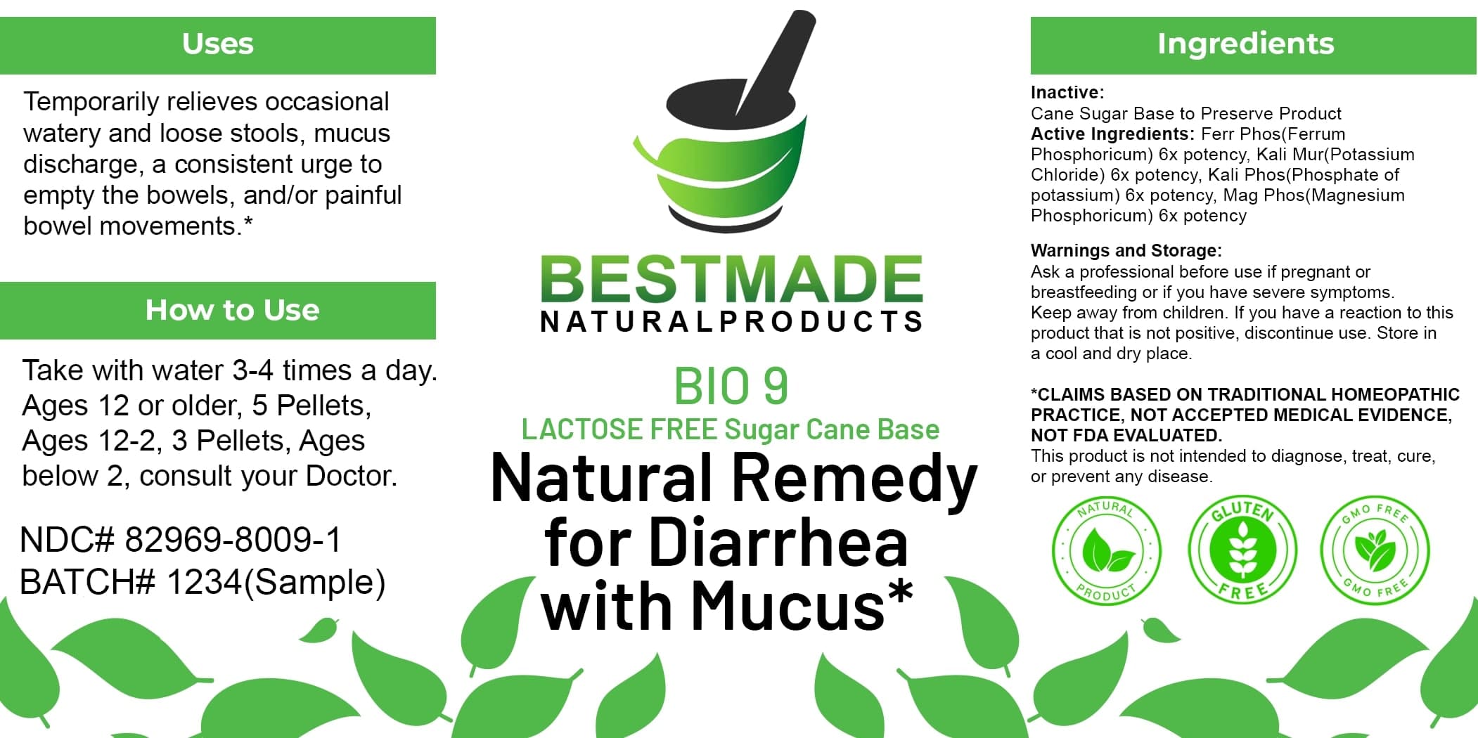 Bestmade Natural Products Bio9 Lactose Free package label