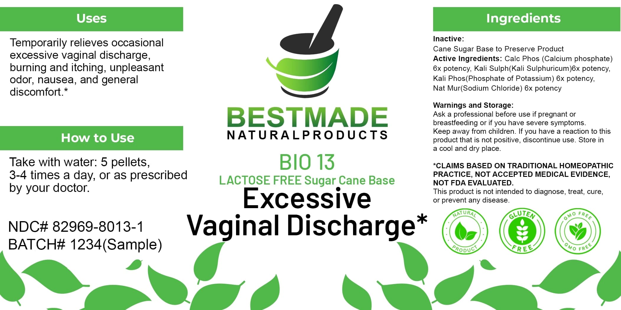 Bestmade Natural Products Bio13 Lactose Free package label