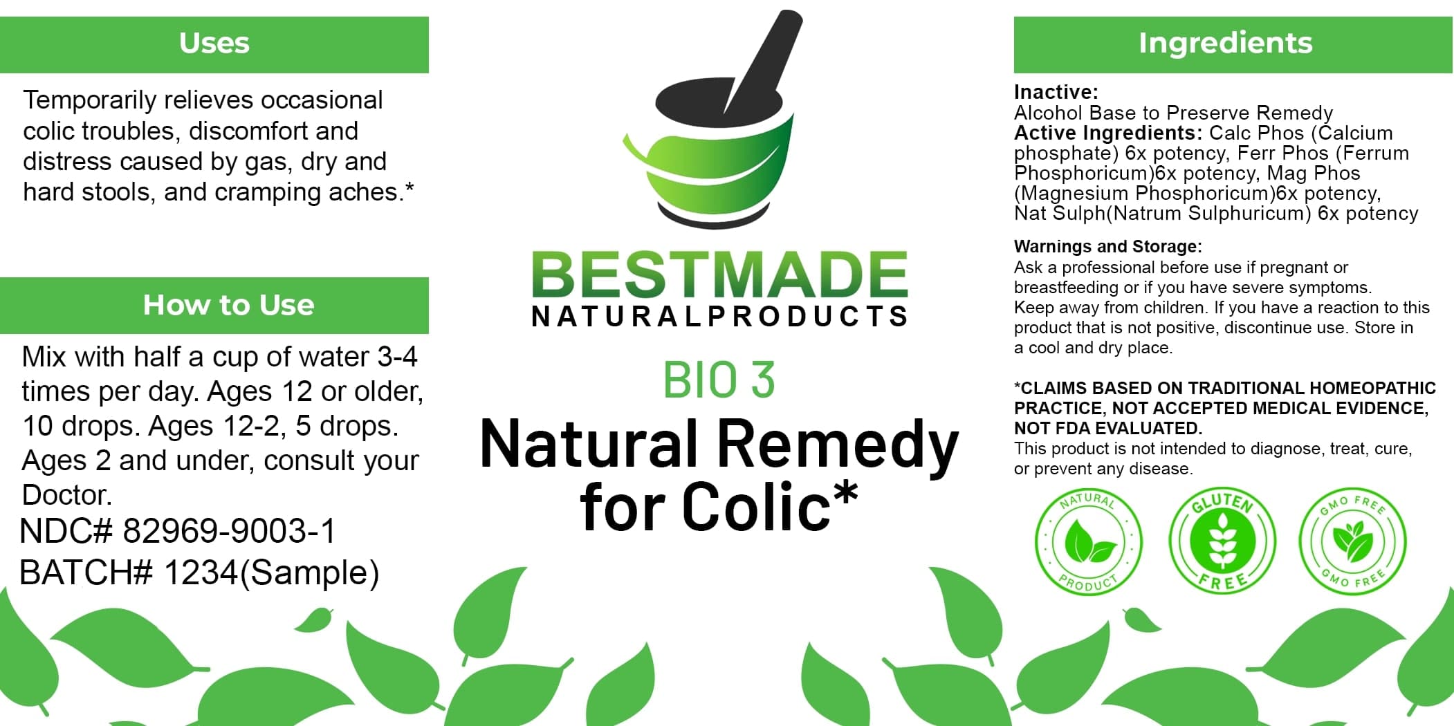 Bestmade Natural Products Bio3 package label