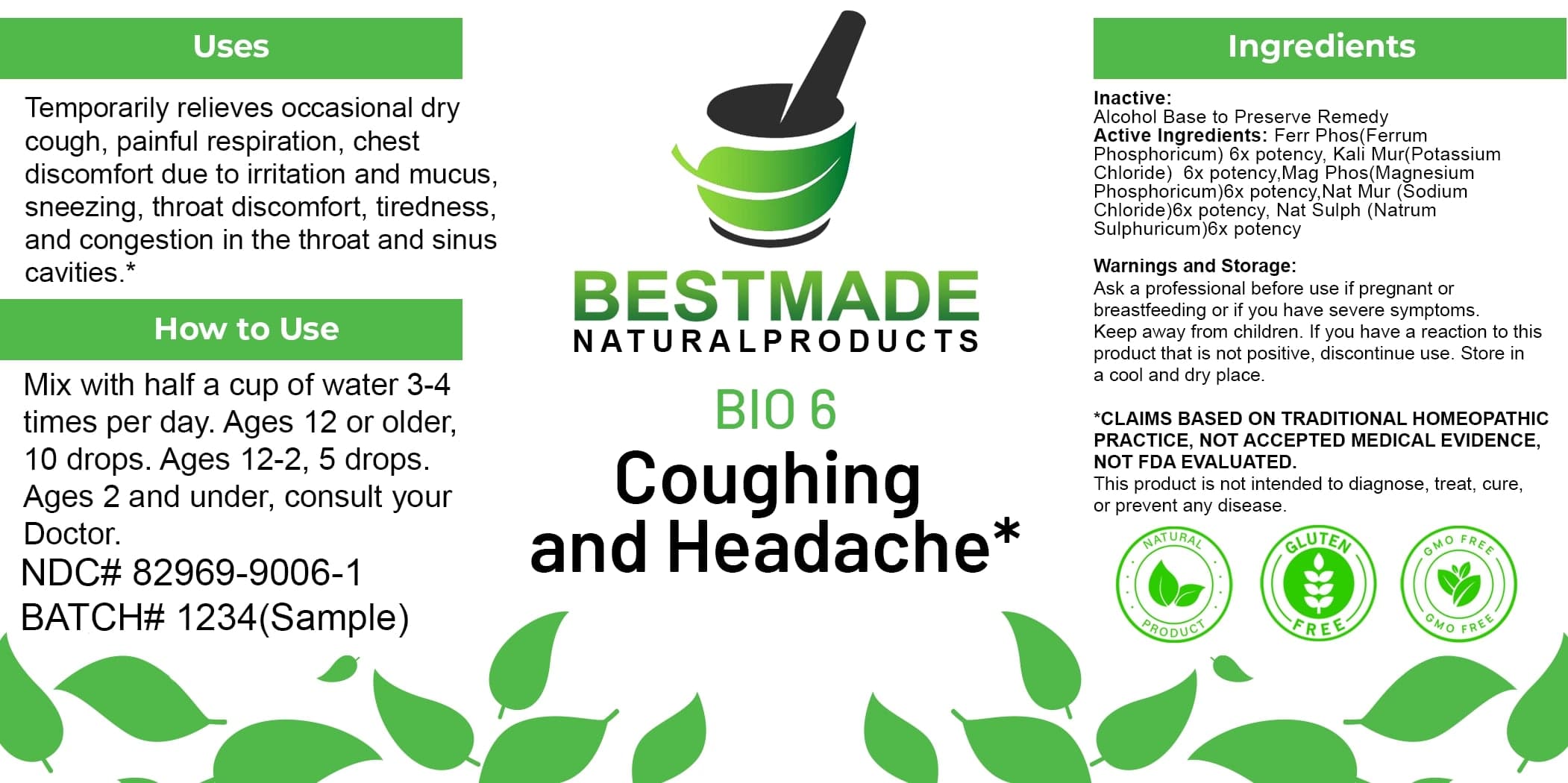 Bestmade Natural Products Bio6 package label