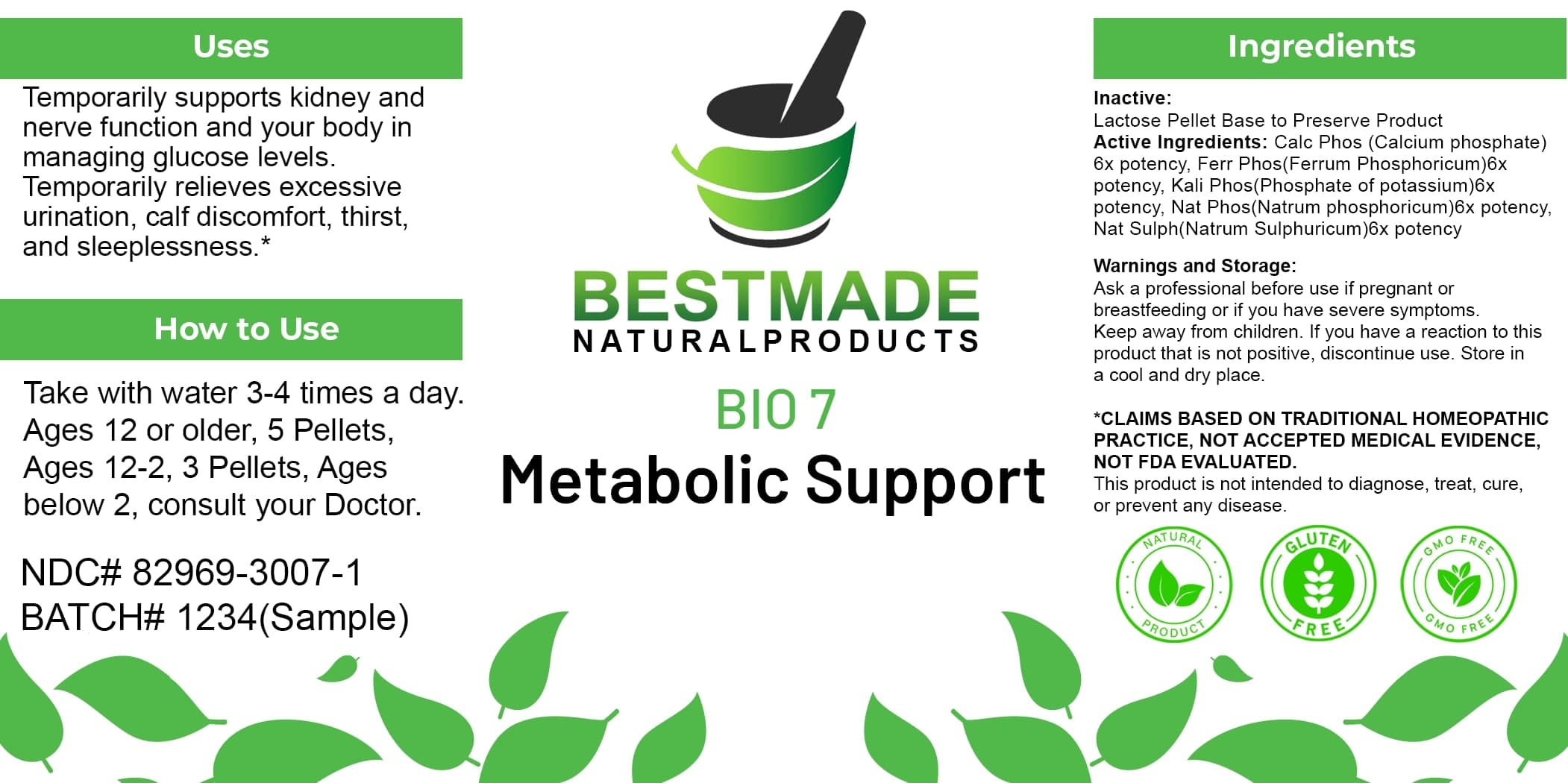 Bestmade Natural Products Bio7 package label