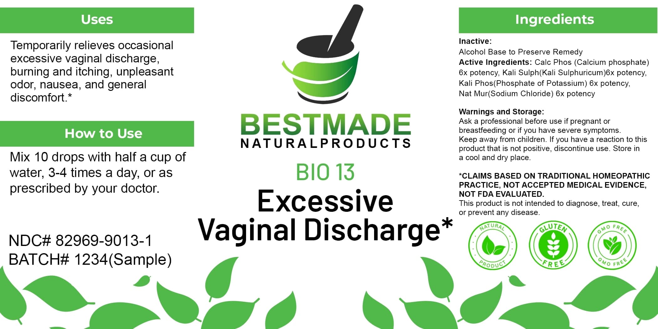 Bestmade Natural Products Bio13 package label