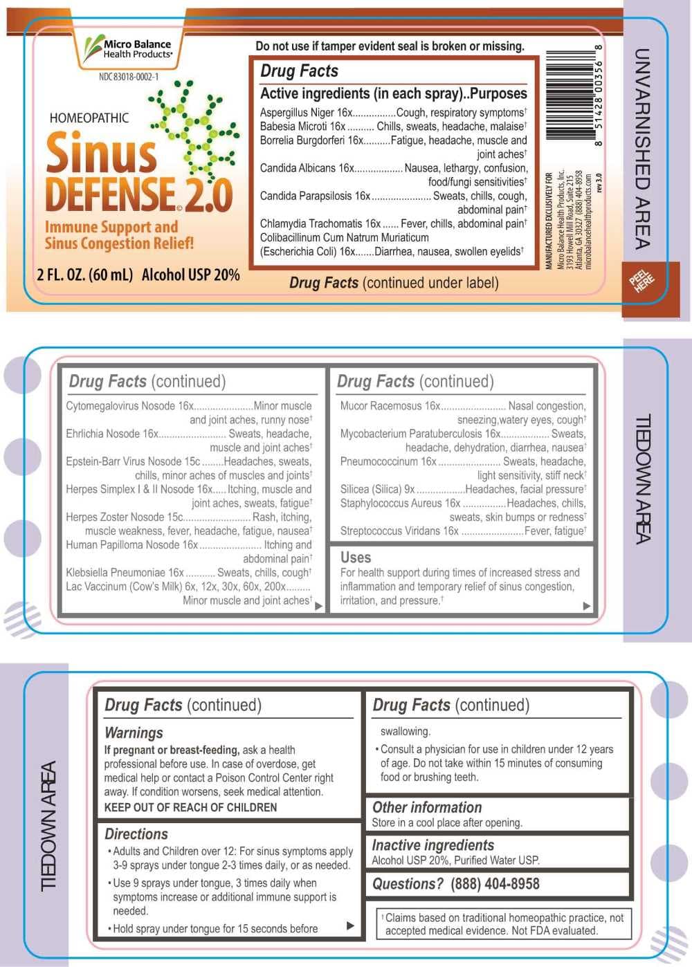 Sinus Defense 2.0 package label