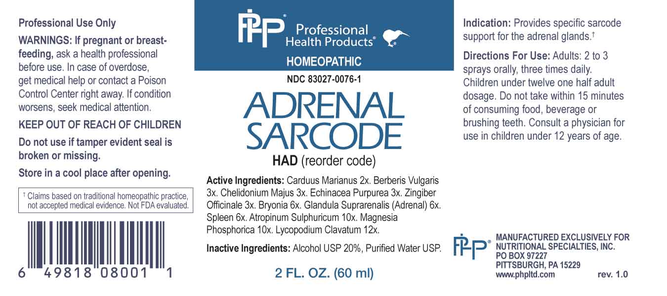 Adrenal Sarcode package label