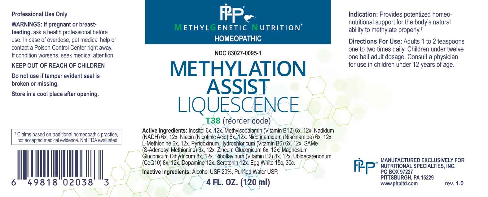 Methylation Assist Liquescence package label