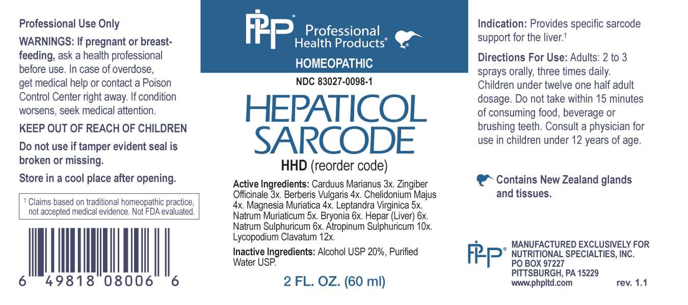 Hepaticol Sarcode package label