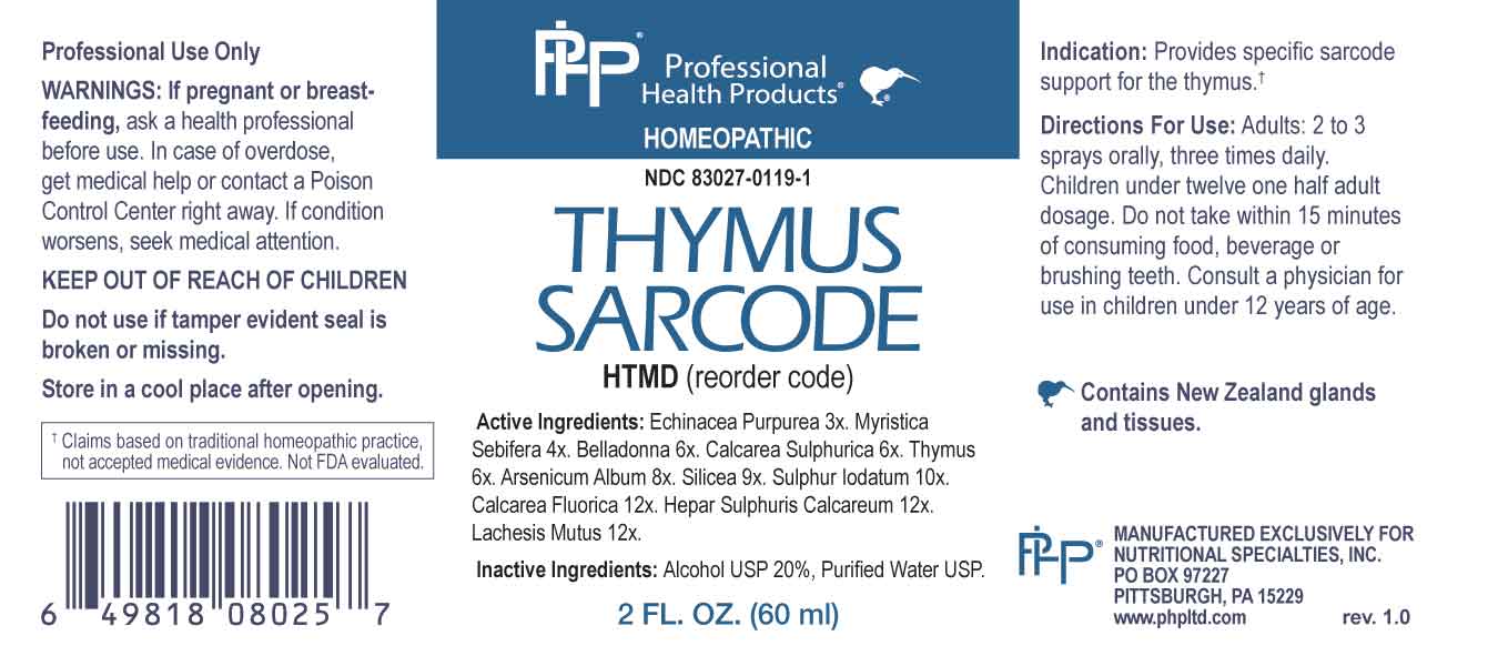 Thymus Sarcode package label