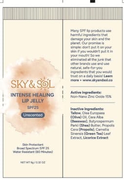 Sky and Sol Intense Healing Lip Jelly package label
