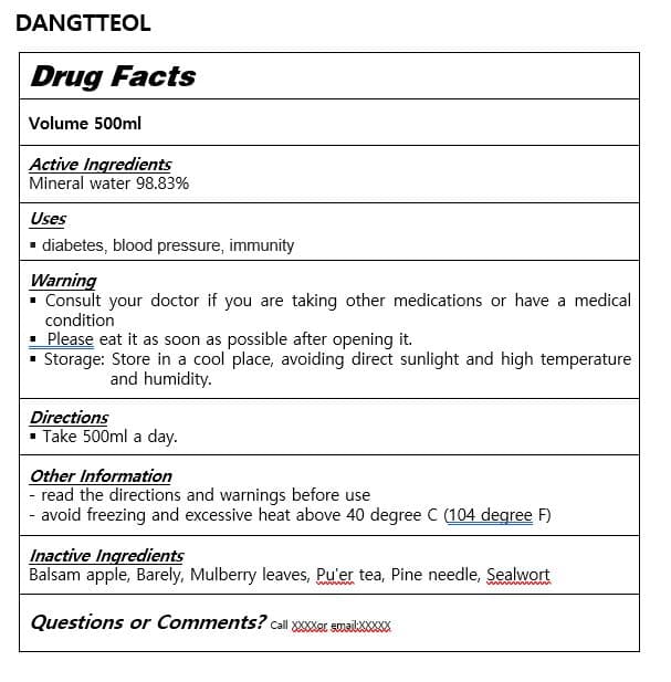 Dangtteol package label