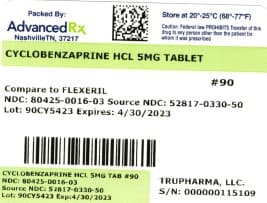 Cyclobenzaprine HCL package label